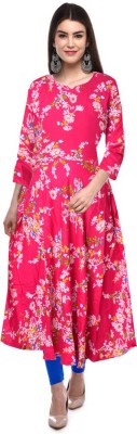 Khushi Print Women Floral Print Anarkali Kurta(Pink)