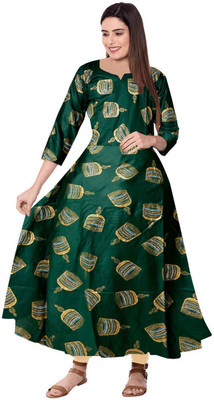 Trendy Fab Women Printed A-line Kurta(Green)