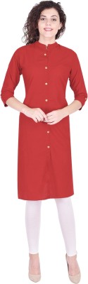 style and fashion Women Solid Frontslit Kurta(Maroon)