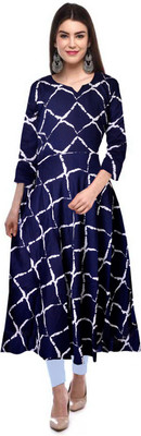 SILVER ORGANISATION Women Printed A-line Kurta(Blue)