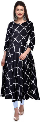 SILVER ORGANISATION Women Printed A-line Kurta(Black)