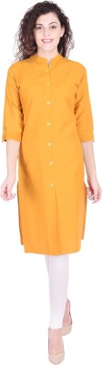 Style And D Women Solid Straight Kurta(Yellow)