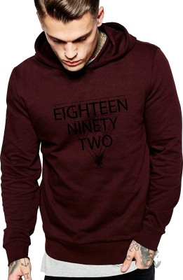 642 Stitches Graphic Print Round Neck Casual Men Maroon Sweater