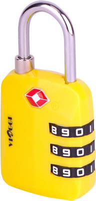 VIAGGI 3 Dial Travel Sentry Approved Security Luggage Resettable Combination Number Padlock Safety Lock(Yellow)