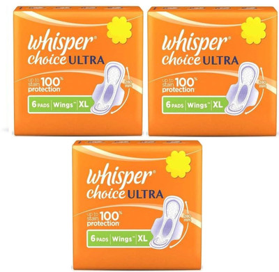 Whisper Choice Ultra XL 6+6+6 Sanitary Pad Sanitary Pad(Pack of 3)