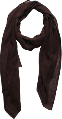 MUFFLY Wool Self Design Women Shawl(Brown)