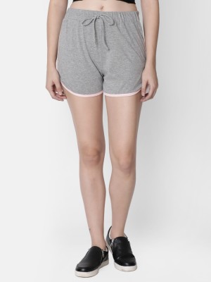 Rute Solid Women Grey Basic Shorts