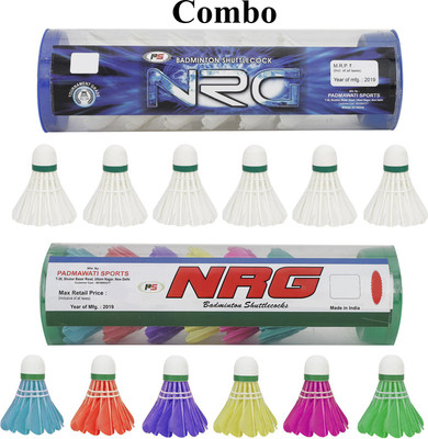 Padmawati Sports NRG Combo Feather Shuttle  - Multicolor(Medium, 77, Pack of 12)