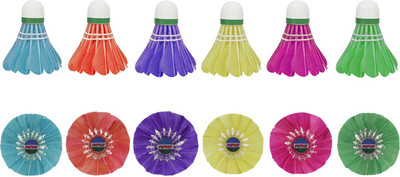 Nongi NRG Feather Shuttle  - Multicolor(Medium Slow, 76, Pack of 6)