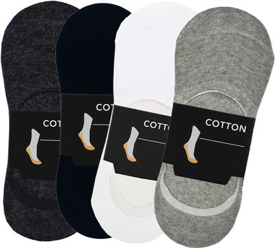 BrewingQ Men & Women Self Design, Solid Low Cut(Pack of 4)
