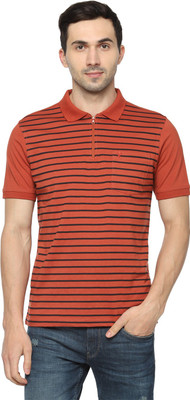 allen-solly-striped-men-polo-neck-orange-t-shirt