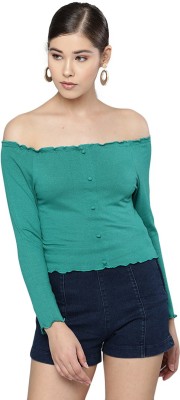 TREND ARREST Casual Full Sleeve Solid Women Blue Top