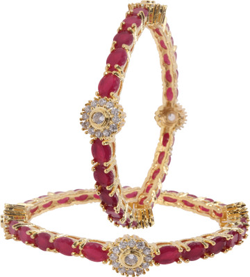 Shiv_Jewels Alloy Cubic Zirconia Gold-plated Bangle Set(Pack of 2)
