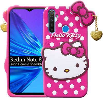 Sunshine Back Cover for Mi Redmi Note 8 3D Hello Kitty Silicone With Pendant(Pink, Grip Case)