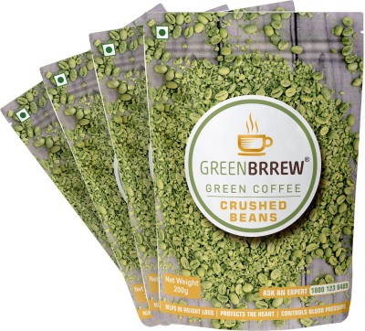 GreenBrrew Organic Crushed Green Coffee Bean for Weight Loss (Arabica 'PL-AAA' Coffee Beans) Instant Coffee(4 x 200 g, Green Coffee Flavoured)