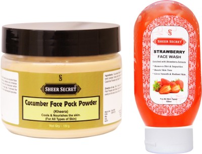 Sheer Secret Strawberry Face Wash 100ml and Cucumber Face Pack Powder 150ml(2 Items in the set)