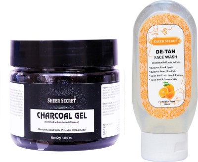 Sheer Secret De-Tan Face Wash 100ml and Charcoal Gel 300ml(2 Items in the set)