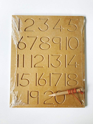 Ashmi Number Writing Practice Wooden Boards For Learning Kids(Brown)