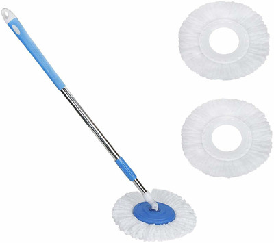 MIDRIB MIDRIB MOP STICK/ MOP ROD/360 DEGREE MOP ROD/ MOP STICK SET WITH 2 REFILL Mop Head and Rod(Blue 110 m)