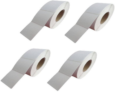 youtech 100MMX75MM (4inchX3inch) Barcode Label 1''up Self-adhesive Paper Label (White) 1ROLL 500 LABELS set of 4 Roll Labels In Roll, Permanent Self Adhesive Paper Label(White)
