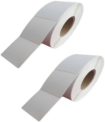 youtech 100MMX75MM (4inchX3inch) Barcode Label 1''up Self-adhesive Paper Label (White) 1ROLL 500 LABELS set of 2 Roll Labels In Roll, Permanent Self Adhesive Paper Label(White)
