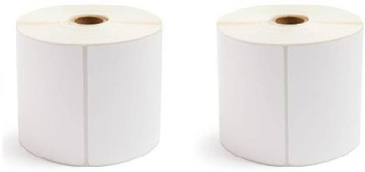 youtech 100MMX150MM (4inchX6inch) Barcode Label 1''up Thermal Paper Label (White) 1ROLL 250 LABELS set of 2 Roll Labels In Roll, Permanent Self Adhesive Paper Label(White)