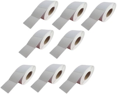 youtech 100MMX75MM (4inchX3inch) Barcode Label 1''up Self-adhesive Paper Label (White) 1ROLL 500 LABELS set of 8 Roll Labels In Roll, Permanent Self Adhesive Paper Label(White)