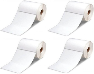 youtech 100MMX150MM (4inchX6inch) Barcode Label 1''up Thermal Paper Label (White) 1ROLL 250 LABELS set of 4 Roll Labels In Roll, Permanent Self Adhesive Paper Label(White)