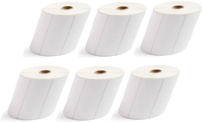 youtech 100MMX50MM (4inchX2inch) Barcode Label 1''up Self-adhesive Paper Label (White) 1ROLL 1000 LABELS set of 6 Roll Labels In Roll, Permanent Self Adhesive Paper Label(White)