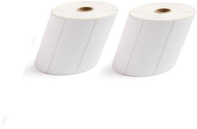 youtech 100MMX50MM (4inchX2inch) Barcode Label 1''up Self-adhesive Paper Label (White) 1ROLL 1000 LABELS set of 2 Roll Labels In Roll, Permanent Self Adhesive Paper Label(White)