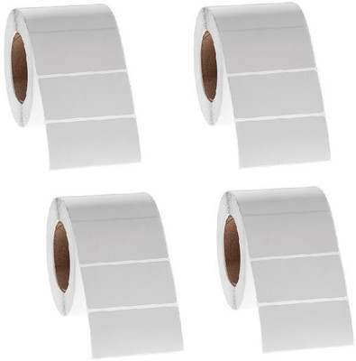 youtech 100MMX75MM (4inchX3inch) Barcode Label 1''up Thermal Paper Label (White) 1ROLL 400 LABELS set of 4 Roll Labels In Roll, Permanent Self Adhesive Paper Label(White)