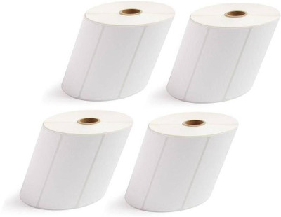 youtech 100MMX50MM (4inchX2inch) Barcode Label 1''up Self-adhesive Paper Label (White) 1ROLL 1000 LABELS set of 4 Roll Labels In Roll, Permanent Self Adhesive Paper Label(White)