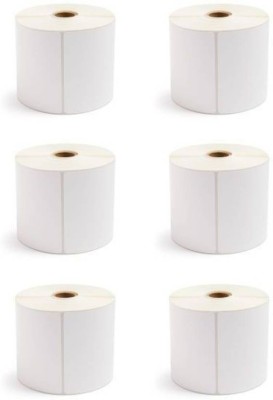 youtech 100MMX150MM (4inchX6inch) Barcode Label 1''up Thermal Paper Label (White) 1ROLL 250 LABELS set of 6 Roll Labels In Roll, Permanent Self Adhesive Paper Label(White)