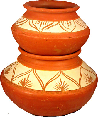 SUNINOW Clay/Terracotta 2L Handi/Pongal Pot (LPG and MicrowaveUnglazed) Handi 2 L(Earthenware)