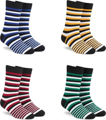 Dynamocks Men & Women Striped Mid-Calf/Crew(Pack of 4)