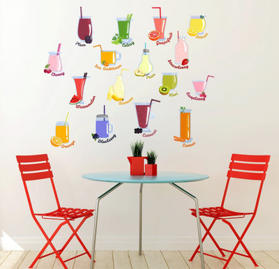Wallzone 60 cm Fruit Juices Removable Sticker(Pack of 1)