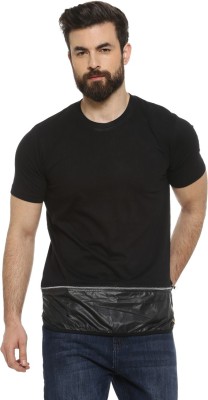 CAMPUS SUTRA Self Design Men Round Neck Black T-Shirt