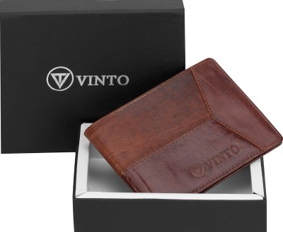 vinto Men Brown Genuine Leather Wallet(6 Card Slots)