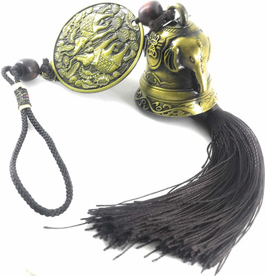 PARADIGM pictures Brass Handcrafted with Antique Finish Ganpati Ganesha Bell Hanging Accessory for Rear View Mirror Car Decor Car Hanging Ornament(Pack of 1)
