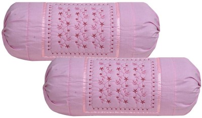 Divine Homes Cotton Bolsters Cover(75 cm*38 cm, Pink)