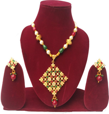 Shining Angel Brass Gold-plated Multicolor Jewellery Set(Pack of 1)