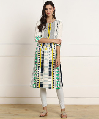 W Women Printed Straight Kurta(Multicolor)