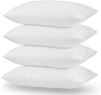 Angel Mommy Light Fluffy Polyester Fibre Solid Sleeping Pillow Pack of 4(White)