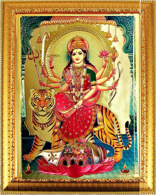 SUNINOW Goddess Durga Ma God Photo for Pooja | Hindu Bhagwan Devi Devta Photo | God Photo Frames | Wall Décor Photo Frame | Photo Frame Religious Frame