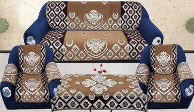 Multitex Chenille Abstract Diwan Set(Multicolor)