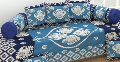 astRa Velvet Abstract Diwan Set(Blue)