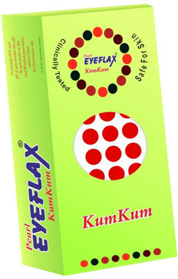 PEARL EYEFLAX 3-IN-1 Kumkum Bindi Red Round Box Forehead Red Bindis(Stick On)