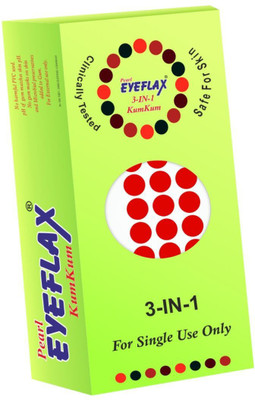 PEARL EYEFLAX 3-IN-1 Kumkum Bindi Red Round Box Forehead Red Bindis(Stick On)