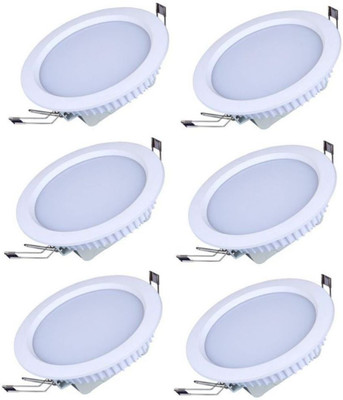Online Generation 6 watt LED Round Slim Panel Light False Ceiling POP DownLight Indoor Light pack of 6 Recessed Ceiling Lamp Recessed Ceiling Lamp(White)