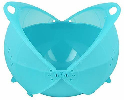 TRUSTHAVEN Plastic Vegetable Fruit Rise Bowl & Strainer Cum Basket Collapsible Colander(Blue Pack of 1)